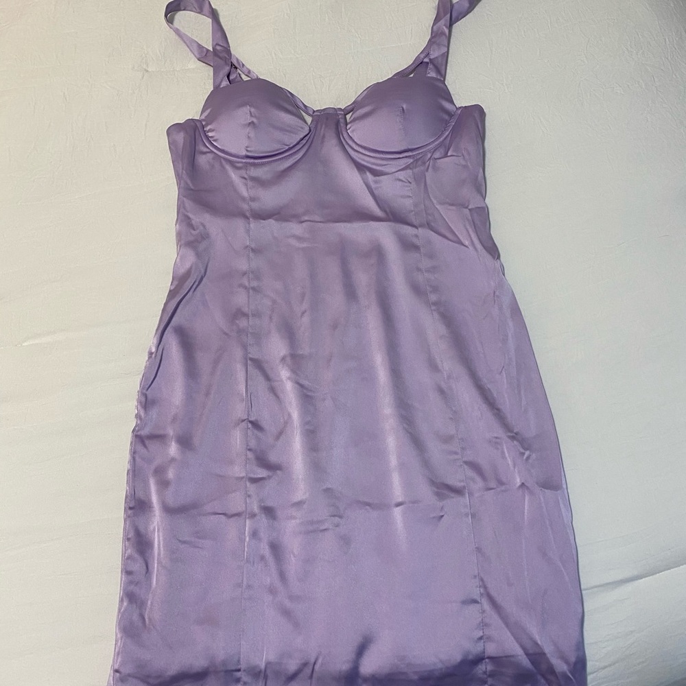 Lavender form fitting mini dress